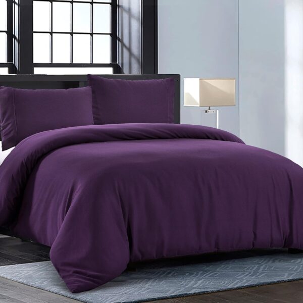 Cotton Duvet Cover Set With Button Closure And Deep-Pocket Fitted Sheet