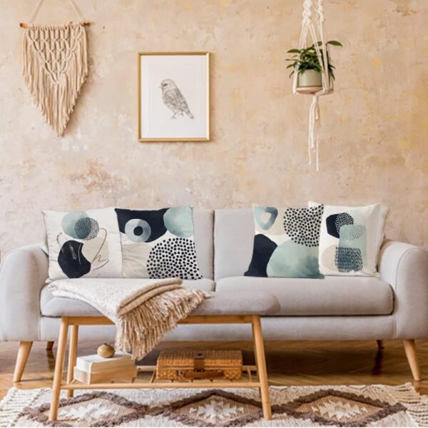 Geometric Modern Pillowcase 18x18 inch, Minimalist Decorative Cushion Cover (4-Piece Set)