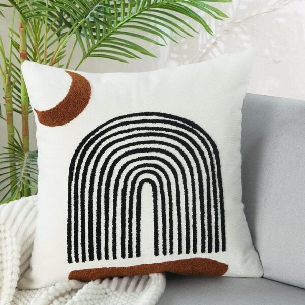 Modern Abstract Moon Pillowcase 18x18 inch, Soft Woven Square Cushion Cover