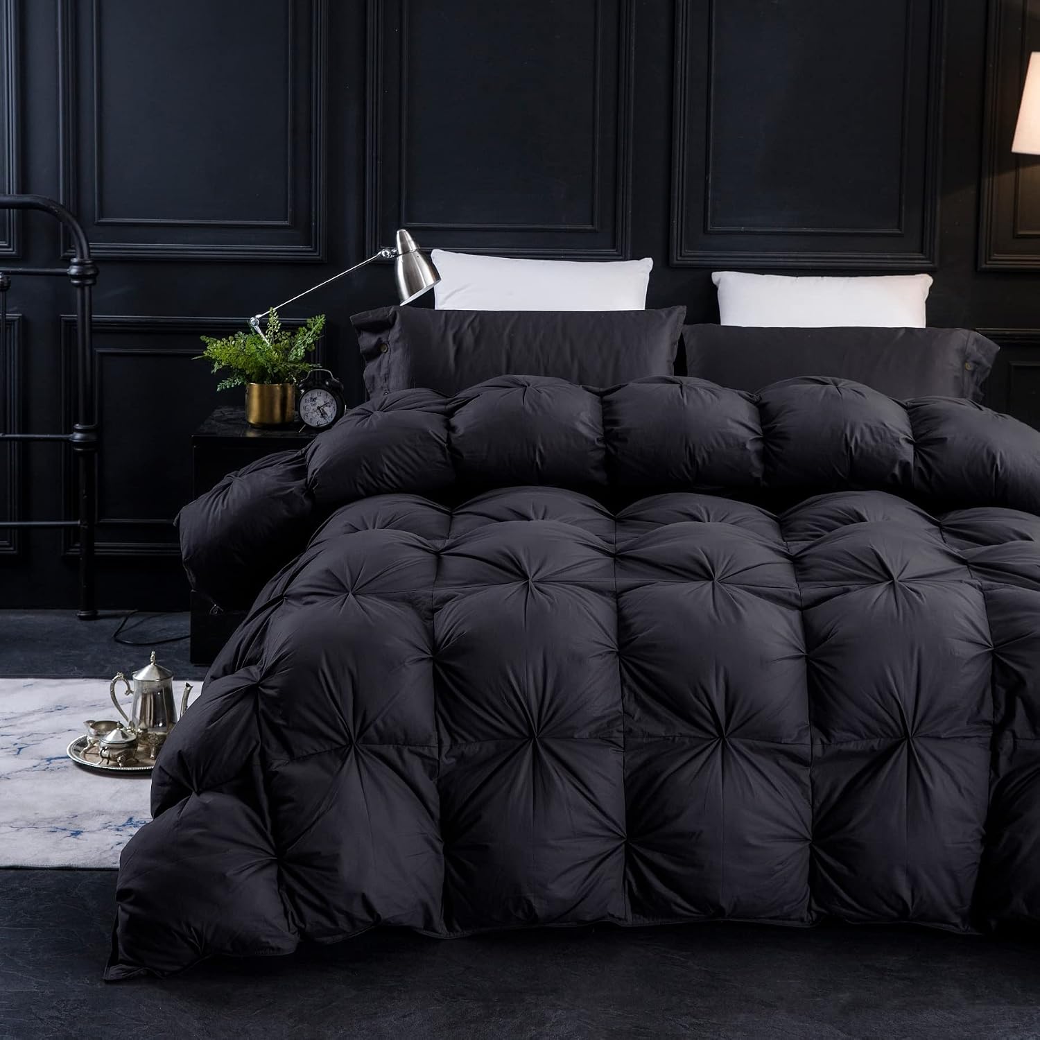 Premium Pleated Feather Down Comforter High Fill Power King Size