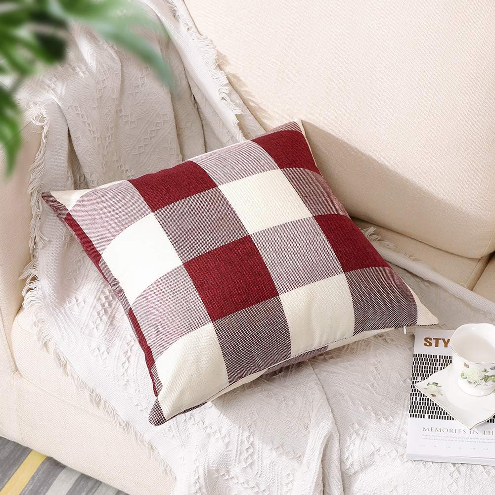 Classic Check Pillowcase 24x24-inch Vintage Decorative Cushion - Image 2