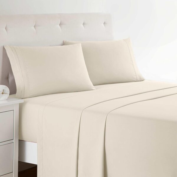 Luxury Soft Beige 4-Piece Bedding Set With Deep Pockets (Wrinkle-Resistant & Fade-Resistant)
