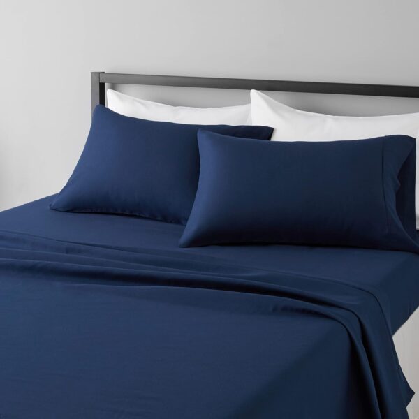 Lightweight, Soft, Breathable Microfiber 4-Piece Set With Deep Pockets (Navy Blue)