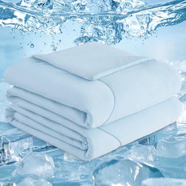 Cooling Comforter King Size Double-Side Cold Fabric Blanket Ice Blue