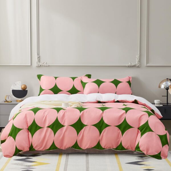 Pink Geometric Pattern Duvet Cover - Large Size (3-Piece)