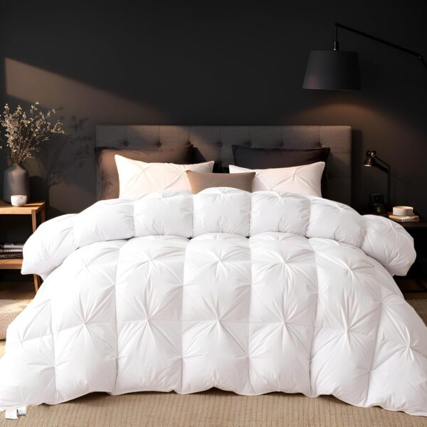 Pinch Pleat Feather Down Comforter Cotton Shell Decorative Bedding