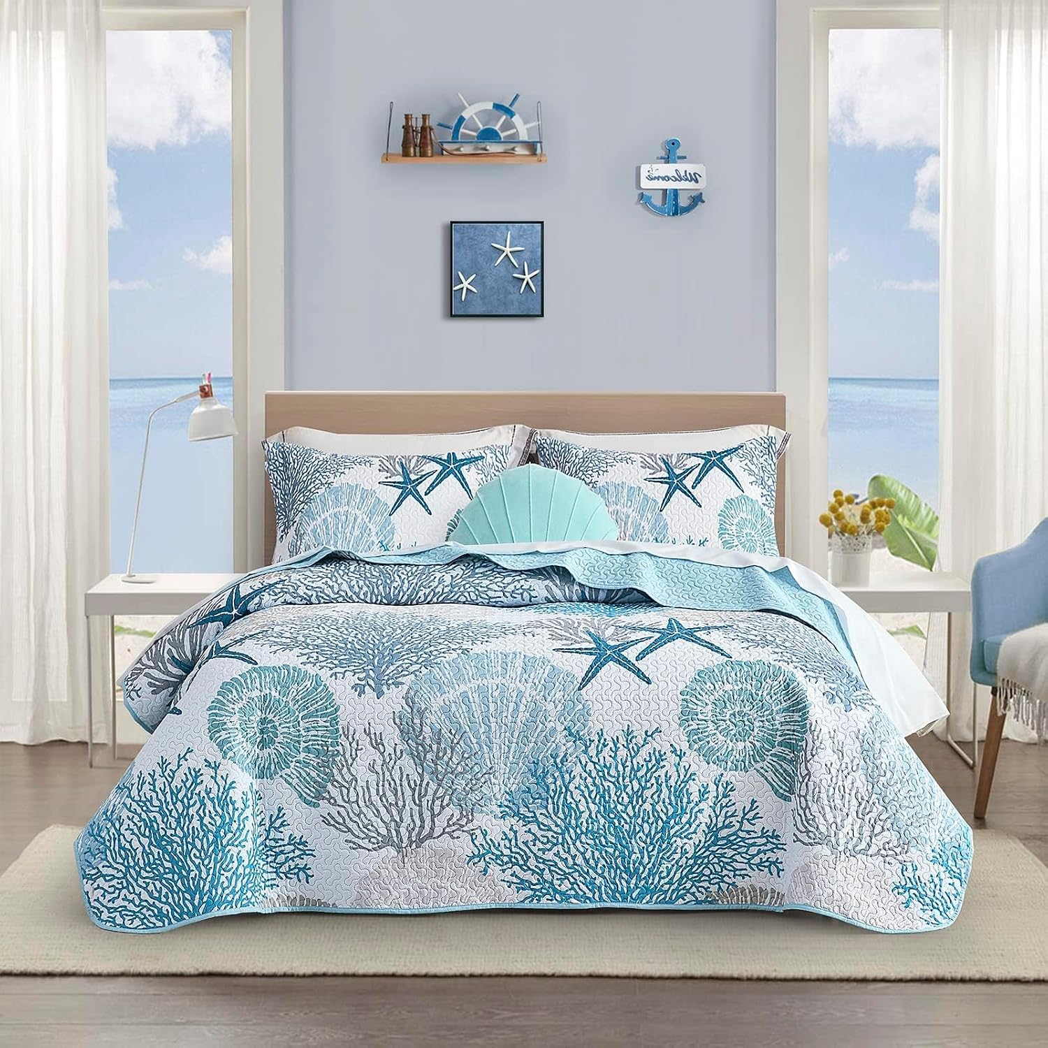Coastal Style Quilted Duvet Set - Thick and Lightweight Bedspread