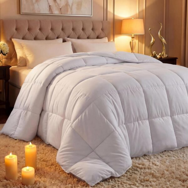 Quilted Down Alternative Comforter with Corner Tabs Soft White Duvet Insert