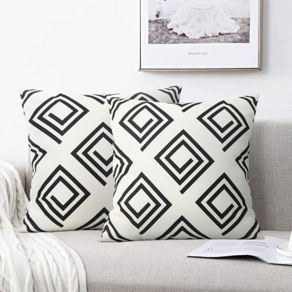 Geometric Decorative Pillowcase 18x18 inch, Modern Sofa Cushion Cover (2-Piece Set)