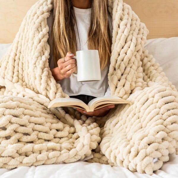 Combine Knit Chenille Blanket 50x60 Home Decor Blanket