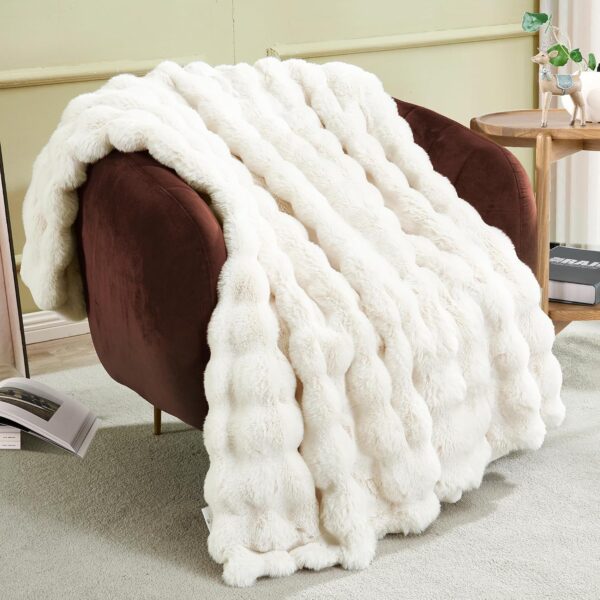 Double-sided faux fur blanket 50x60 inches, winter warm blanket