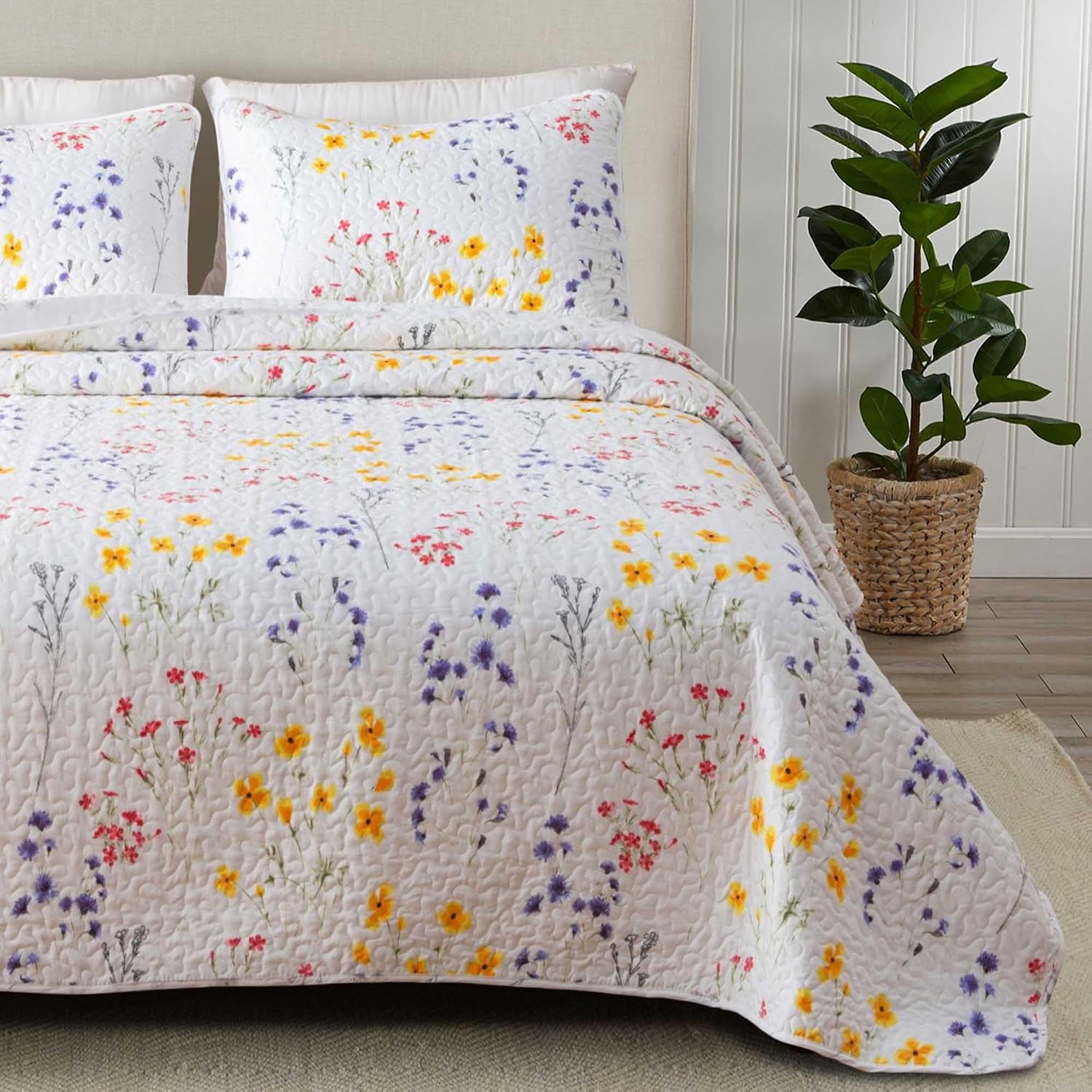Double-Sided Floral Quilted Duvet Cover - Extra Large Size