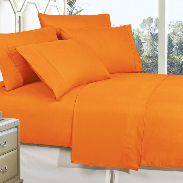 Breathable, Soft, And Durable Orange Egyptian Cotton 4-Piece Set With Deep Pockets