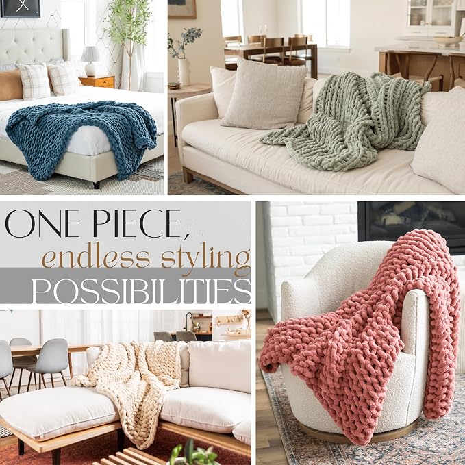 Combine Knit Chenille Blanket 50x60 Home Decor Blanket - Image 2