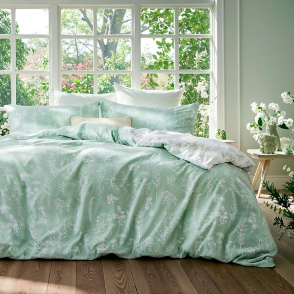Floral Pattern Zipper Duvet Cover Set (3-Piece) - Soft Bedding
